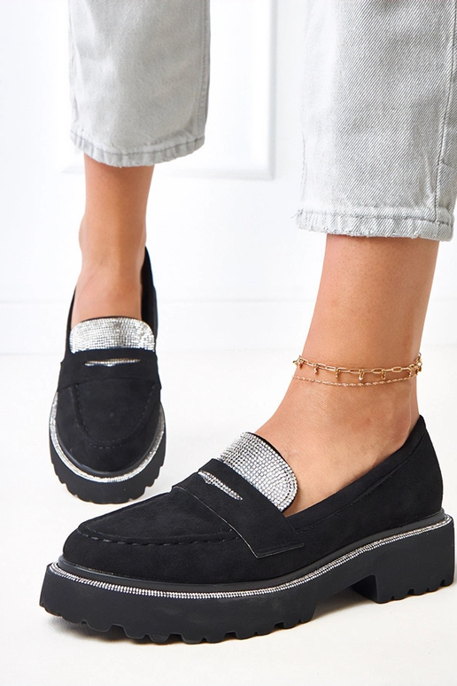 Melni mākslīgā zamša mokasīni ar...