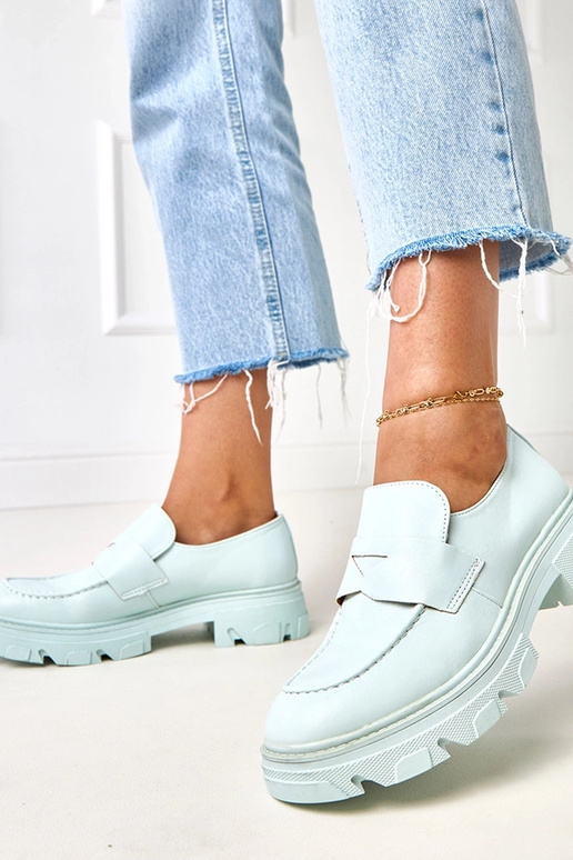 Zili sieviešu mokasīni no mākslīgās...