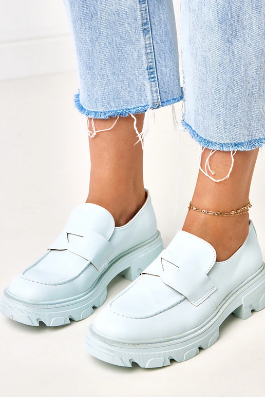 Zili sieviešu mokasīni no mākslīgās...