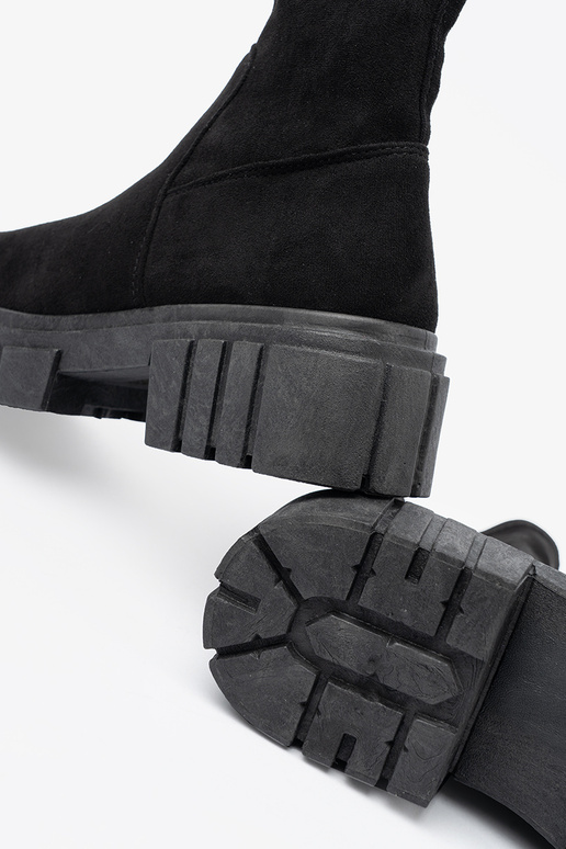 Sieviešu melni zamšādas zābaki