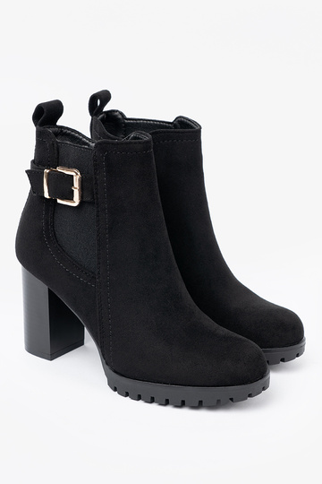 melnas krāsas Pusgarie zābaki ar dekoratīvu sprādzi