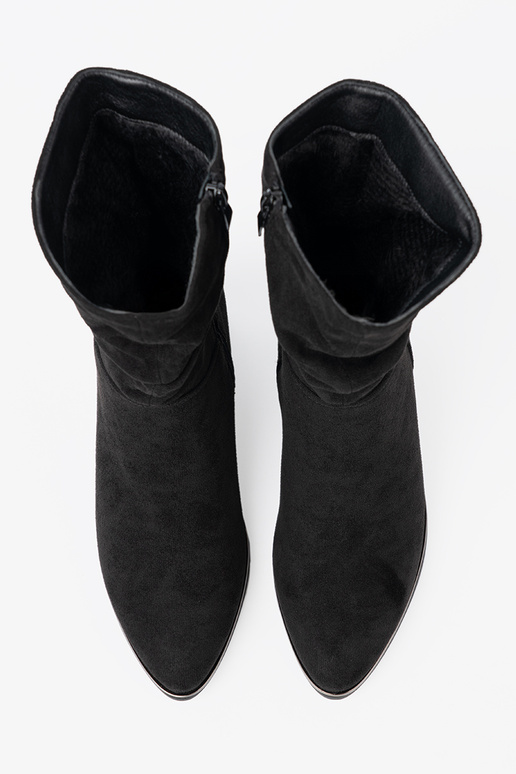 Sieviešu puszābaki zamšādas Melnas krāsas z eleganckim marszczeniem