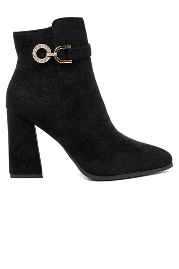 Eleganta stila Melnas krāsas zābaki z biżuteryjnym akcentem 2