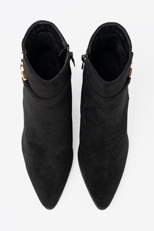 Eleganta stila Melnas krāsas zābaki z biżuteryjnym akcentem