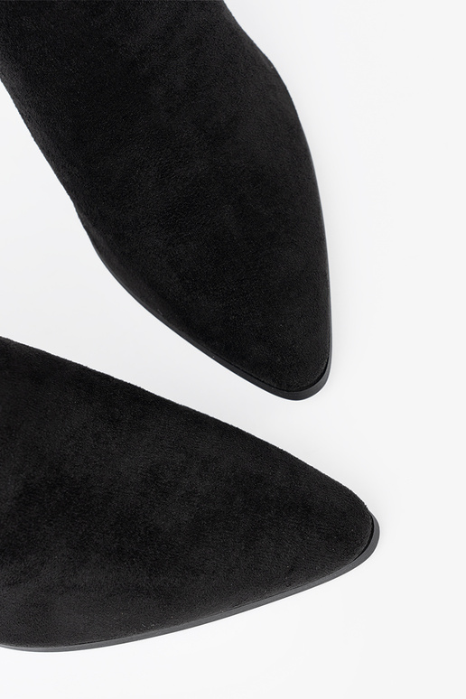 Eleganta stila Melnas krāsas zābaki z biżuteryjnym akcentem