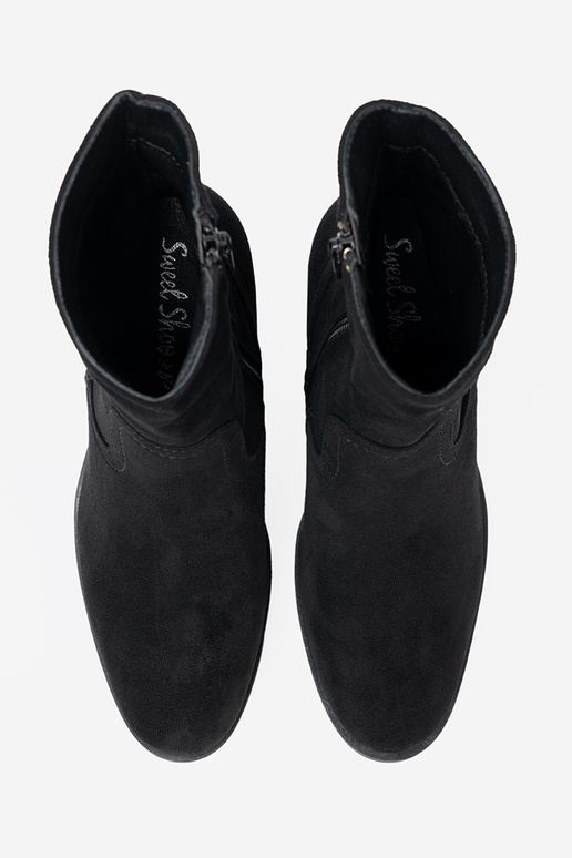 melnas krāsas zābaki uz augstpapēžu kurpēm o klasycznym kroju