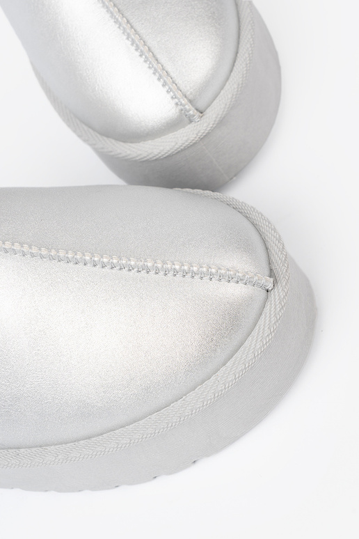 Sudraba krāsas Sieviešu sniega zābaki ar kažokādu i platformą