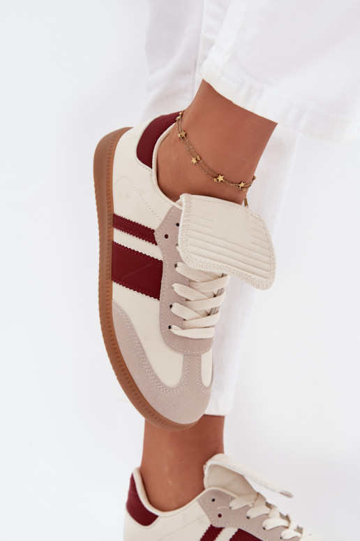 Zems Sneakers modeļa apavi SieviešuINyIniniętym Językiem bordo krāsas Ardira