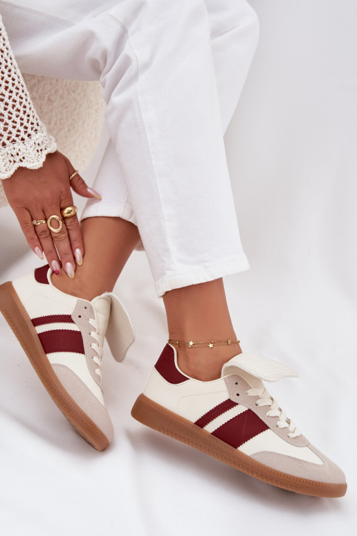 Zems Sneakers modeļa apavi SieviešuINyIniniętym Językiem bordo krāsas Ardira