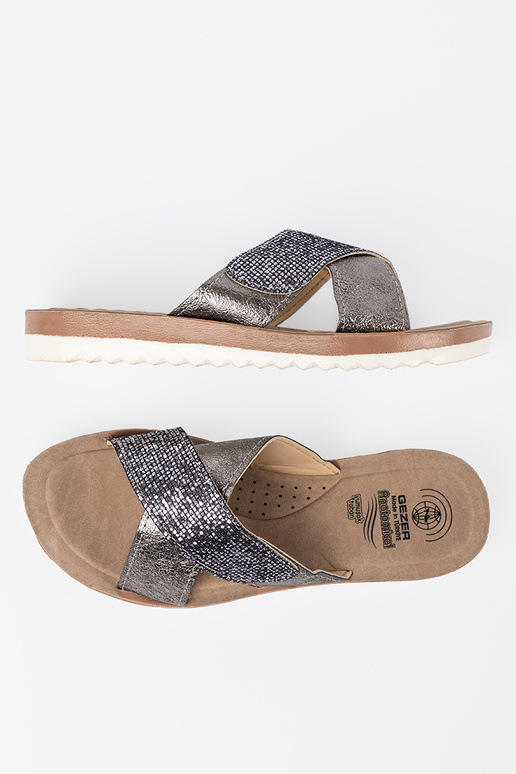 Metallic čības sieviešu ar baltu zoli