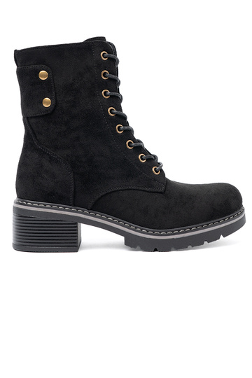 melnas krāsas mežģīņots zābaki z grubą podeszIną 2