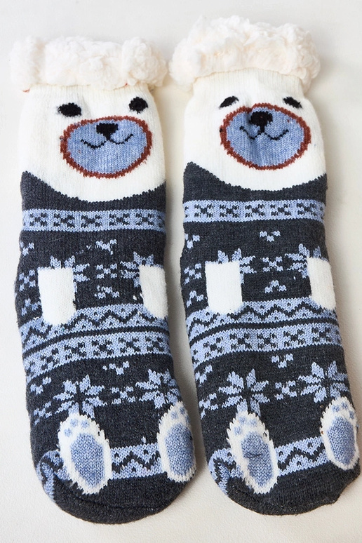 Grafīta krāsas zeķes ar kažokādu Lotis