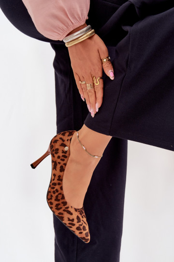 Sieviešu augstpapēžu kurpes ar leoparda rakstu „Vinceza 62264" brūnas krāsas