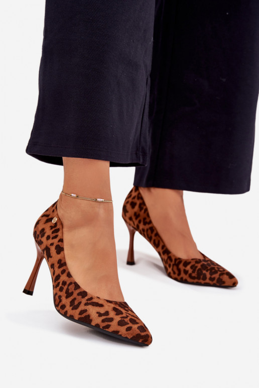 Sieviešu augstpapēžu kurpes ar leoparda rakstu „Vinceza 62264" brūnas krāsas