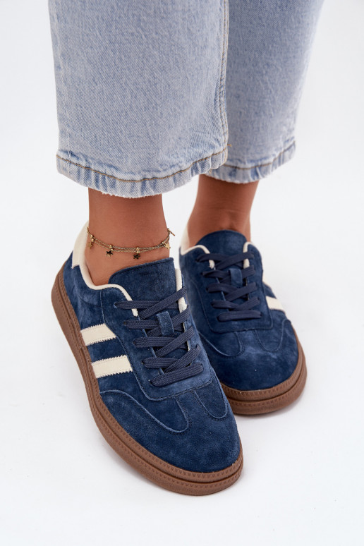 Sneakers modeļa apavi Sieviešu zamšādas ar platformu tumši zilas krāsas Sylviona Sneakers modeļa apavi Sieviešu zamšādas ar platformu tumši zilas krāsas Sylviona