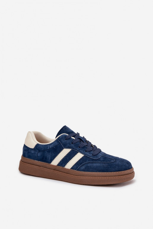 Sneakers modeļa apavi Sieviešu zamšādas ar platformu tumši zilas krāsas Sylviona Sneakers modeļa apavi Sieviešu zamšādas ar platformu tumši zilas krāsas Sylviona