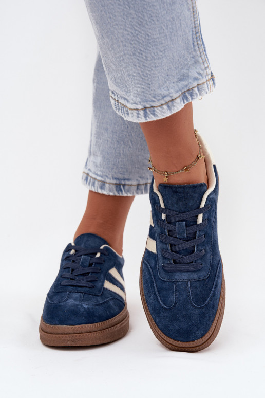 Sneakers modeļa apavi Sieviešu zamšādas ar platformu tumši zilas krāsas Sylviona Sneakers modeļa apavi Sieviešu zamšādas ar platformu tumši zilas krāsas Sylviona