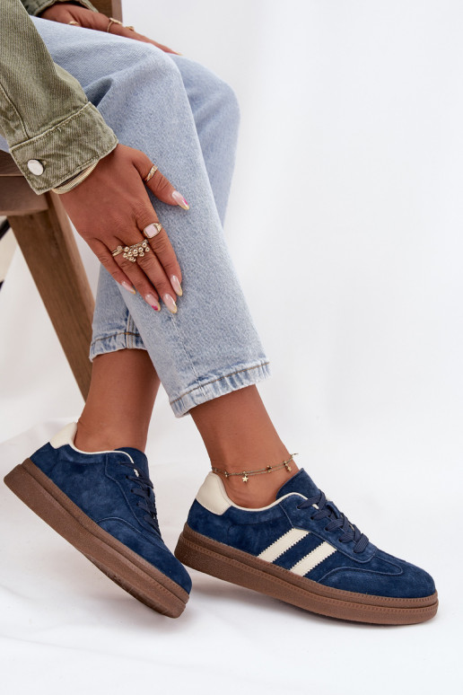 Sneakers modeļa apavi Sieviešu zamšādas ar platformu tumši zilas krāsas Sylviona Sneakers modeļa apavi Sieviešu zamšādas ar platformu tumši zilas krāsas Sylviona