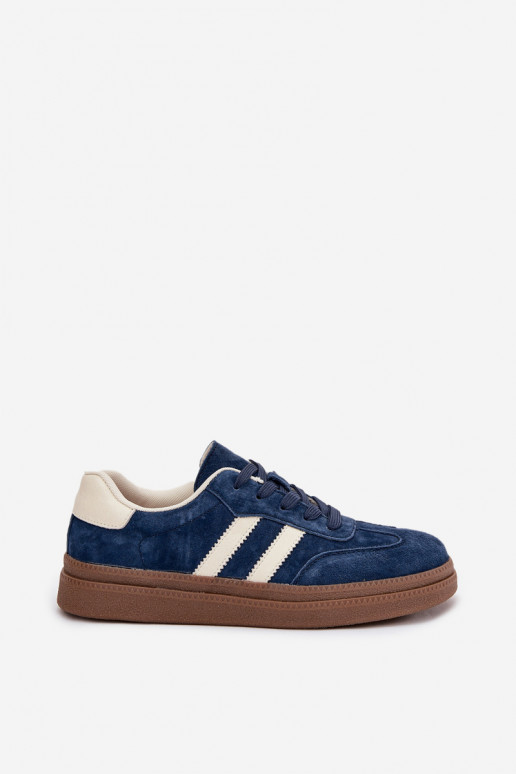 Sneakers modeļa apavi Sieviešu zamšādas ar platformu tumši zilas krāsas Sylviona Sneakers modeļa apavi Sieviešu zamšādas ar platformu tumši zilas krāsas Sylviona