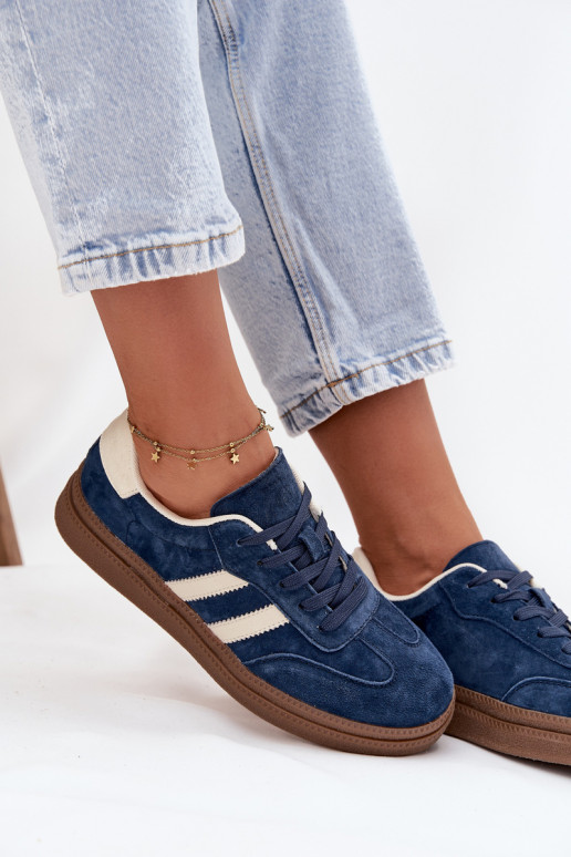 Sneakers modeļa apavi Sieviešu zamšādas ar platformu tumši zilas krāsas Sylviona Sneakers modeļa apavi Sieviešu zamšādas ar platformu tumši zilas krāsas Sylviona