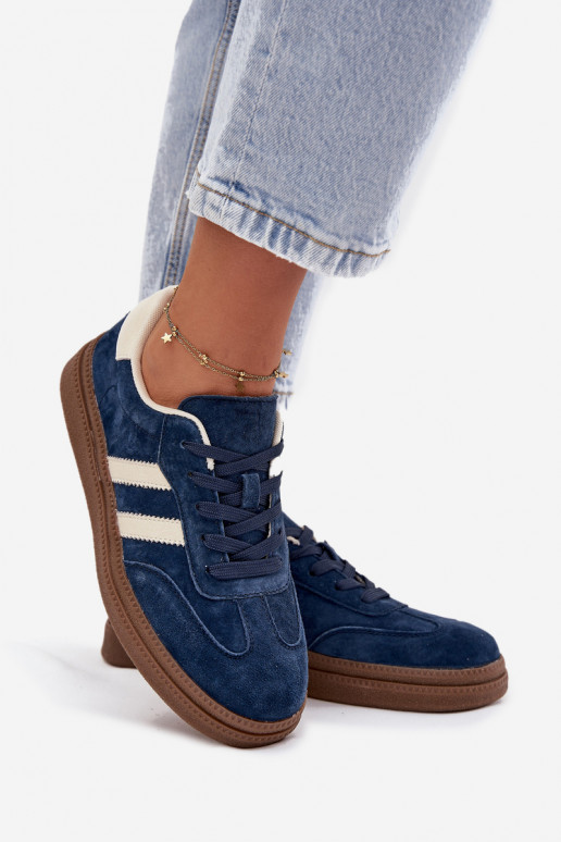 Sneakers modeļa apavi Sieviešu zamšādas ar platformu tumši zilas krāsas Sylviona Sneakers modeļa apavi Sieviešu zamšādas ar platformu tumši zilas krāsas Sylviona