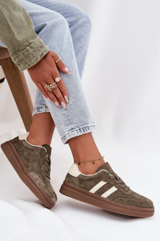 Sneakers modeļa apavi Sieviešu zamšādas ar platformu haki krāsas Sylviona Sneakers modeļa apavi Sieviešu zamšādas ar platformu haki krāsas Sylviona