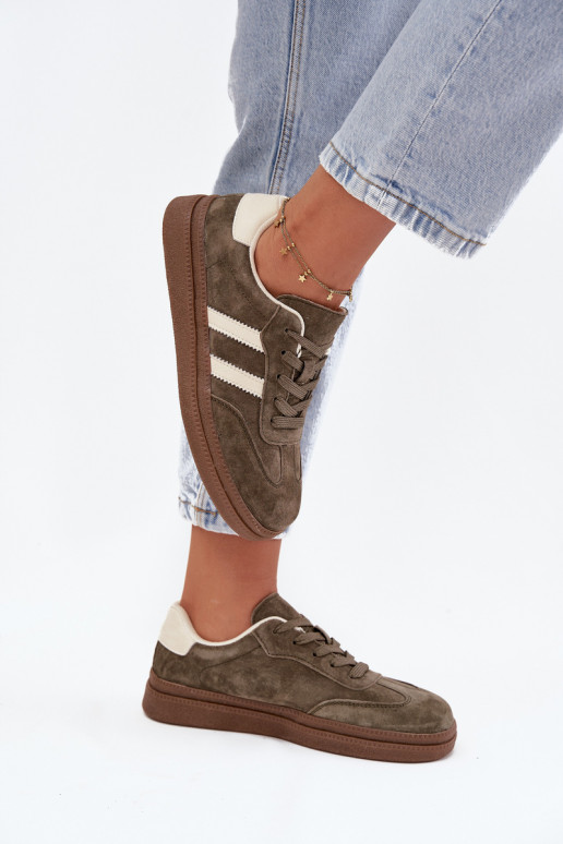 Sneakers modeļa apavi Sieviešu zamšādas ar platformu haki krāsas Sylviona Sneakers modeļa apavi Sieviešu zamšādas ar platformu haki krāsas Sylviona