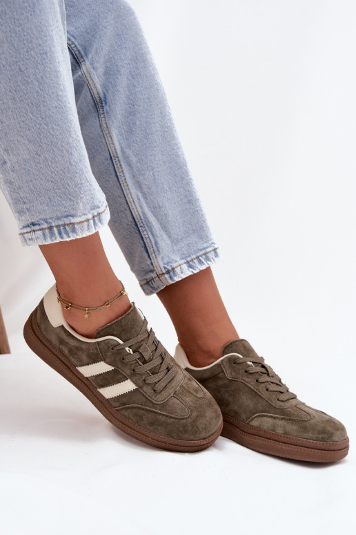 Sneakers modeļa apavi Sieviešu zamšādas ar platformu haki krāsas Sylviona Sneakers modeļa apavi Sieviešu zamšādas ar platformu haki krāsas Sylviona