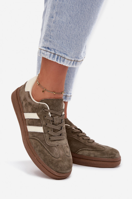 Sneakers modeļa apavi Sieviešu zamšādas ar platformu haki krāsas Sylviona Sneakers modeļa apavi Sieviešu zamšādas ar platformu haki krāsas Sylviona