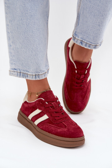 Sneakers modeļa apavi Sieviešu zamšādas ar platformu bordo krāsas Sylviona