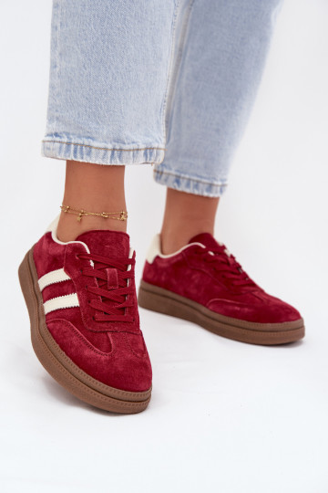 Sneakers modeļa apavi Sieviešu zamšādas ar platformu bordo krāsas Sylviona 2