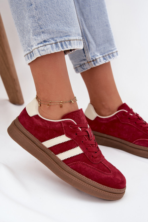 Sneakers modeļa apavi Sieviešu zamšādas ar platformu bordo krāsas Sylviona