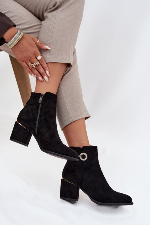 siltināti Sieviešu puszābaki Ze Zelta krāsasmi Detalami ar papēdi melnas krāsas Dorisse