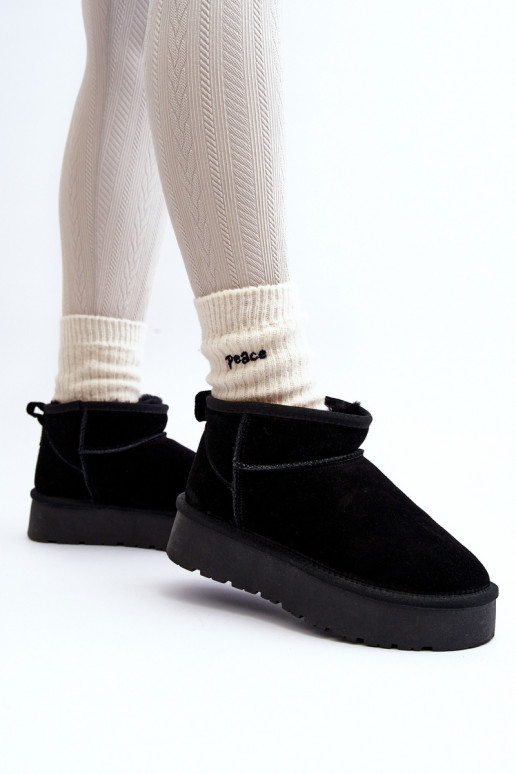 Stilīgasrnas zamšādas Zems sniega apavi melnas krāsas Nucca