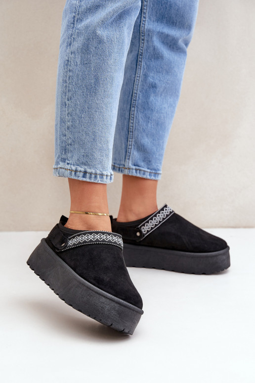 sniega apavi Ar greznu Haftem melnas krāsas Selithria