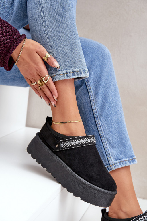 sniega apavi Ar greznu Haftem melnas krāsas Selithria