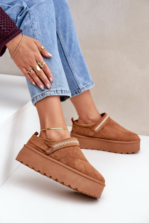 sniega apavi Ar greznu Haftem brūnas krāsas Selithria