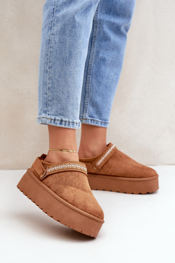 sniega apavi Ar greznu Haftem brūnas krāsas Selithria 2