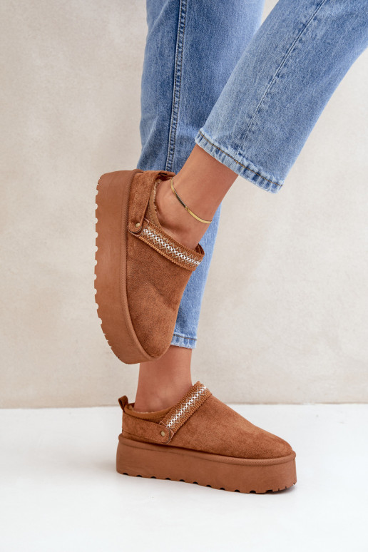 sniega apavi Ar greznu Haftem brūnas krāsas Selithria