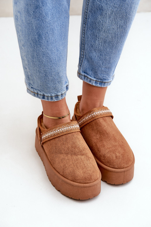 sniega apavi Ar greznu Haftem brūnas krāsas Selithria