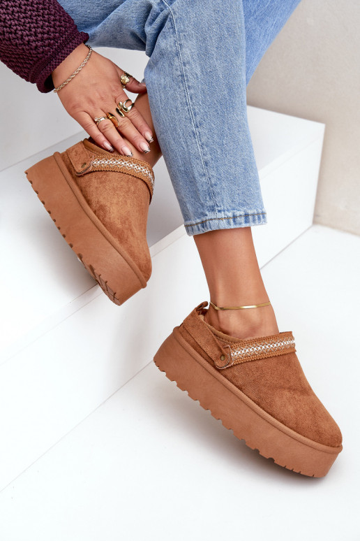 sniega apavi Ar greznu Haftem brūnas krāsas Selithria