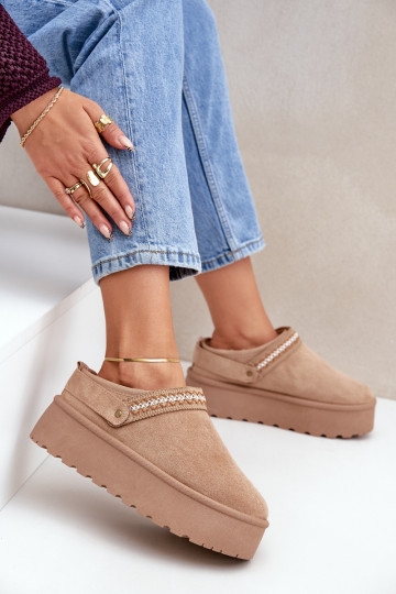 sniega apavi Ar greznu Haftem smilšu krāsas Selithria