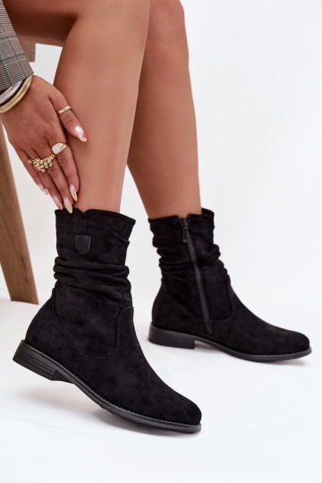 siltināti Sieviešu puszābaki Ar savilktu augšdaļu ar platiem papēžiem melnas krāsas Krisia