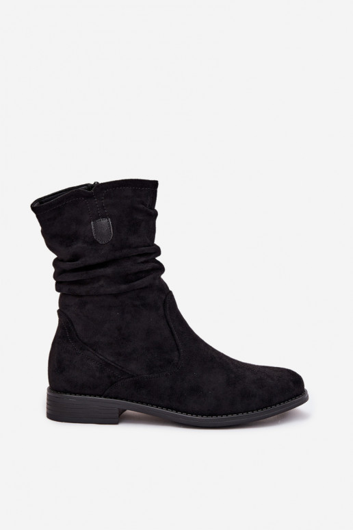 siltināti Sieviešu puszābaki Ar savilktu augšdaļu ar platiem papēžiem melnas krāsas Krisia