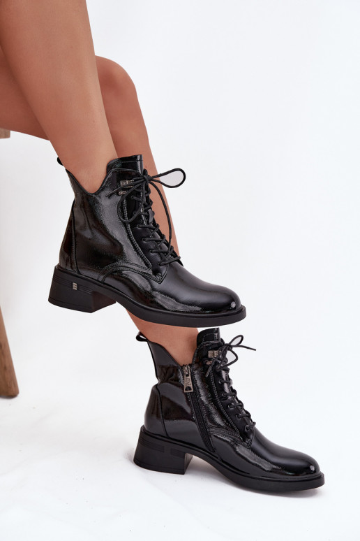 Laque siltināti Sieviešu puszābaki Klockā Vinceza 58602 melnas krāsas