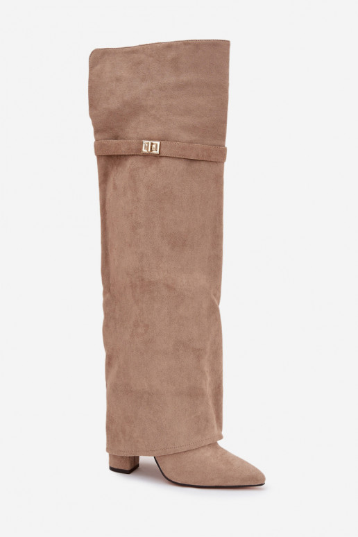 siltināti garie zābakiINyIniniętą CholeInką Par ceļgalu Obcas Słupek smilšu krāsas Serelle