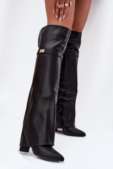 siltināti garie zābakiINyIniniętą CholeInką Par ceļgalu Obcas Słupek melnas krāsas Serelle 2