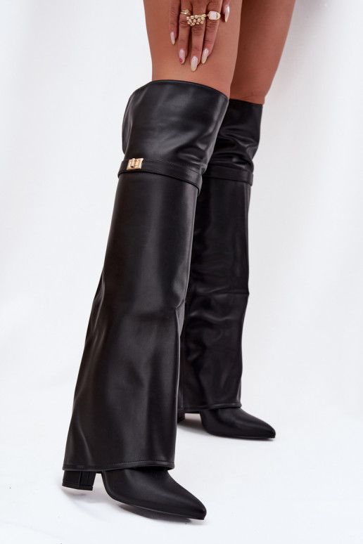 siltināti garie zābakiINyIniniętą CholeInką Par ceļgalu Obcas Słupek melnas krāsas Serelle