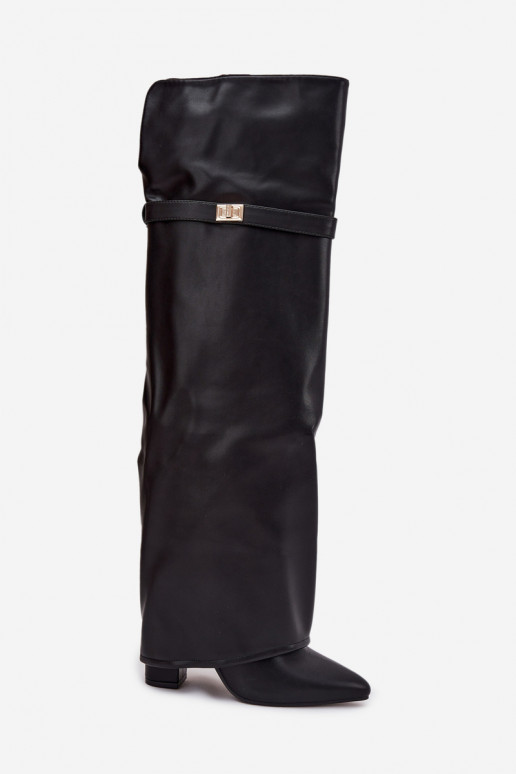 siltināti garie zābakiINyIniniętą CholeInką Par ceļgalu Obcas Słupek melnas krāsas Serelle