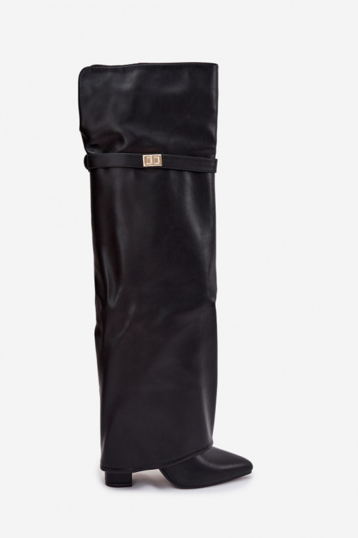 siltināti garie zābakiINyIniniętą CholeInką Par ceļgalu Obcas Słupek melnas krāsas Serelle